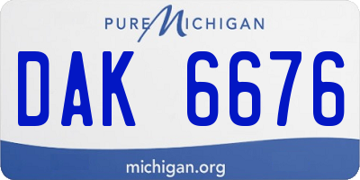 MI license plate DAK6676