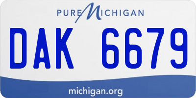 MI license plate DAK6679
