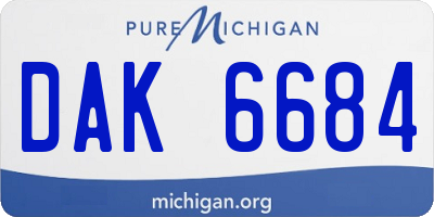 MI license plate DAK6684