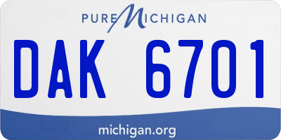 MI license plate DAK6701