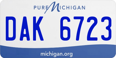 MI license plate DAK6723
