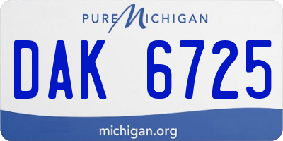 MI license plate DAK6725
