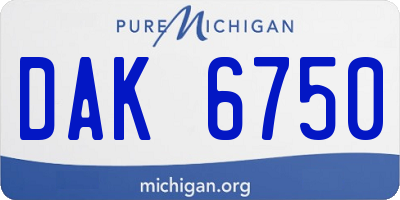 MI license plate DAK6750