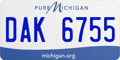 MI license plate DAK6755