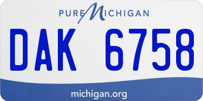 MI license plate DAK6758
