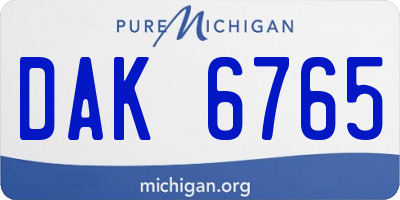 MI license plate DAK6765