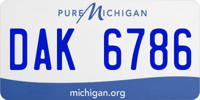 MI license plate DAK6786