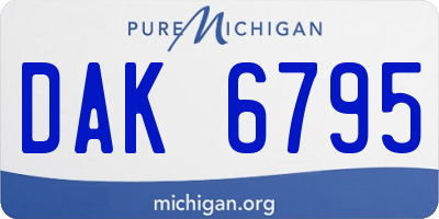 MI license plate DAK6795