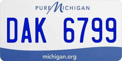 MI license plate DAK6799