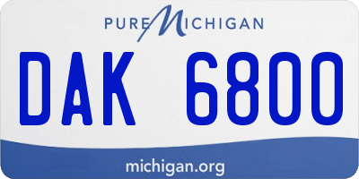 MI license plate DAK6800
