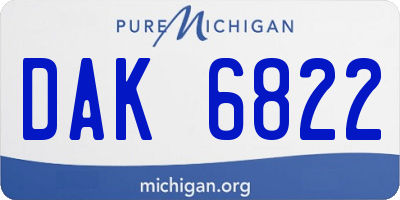 MI license plate DAK6822