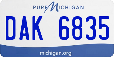 MI license plate DAK6835