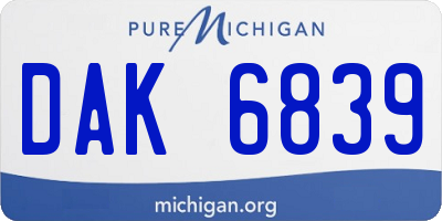 MI license plate DAK6839