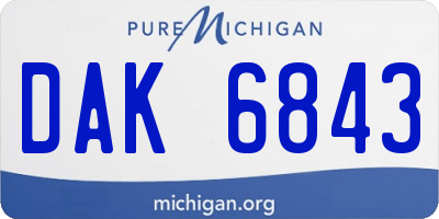 MI license plate DAK6843