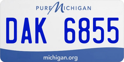 MI license plate DAK6855