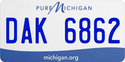 MI license plate DAK6862