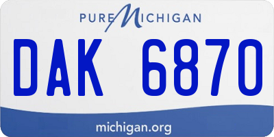 MI license plate DAK6870