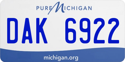 MI license plate DAK6922