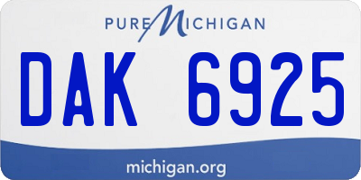MI license plate DAK6925