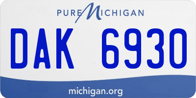 MI license plate DAK6930