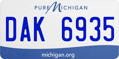MI license plate DAK6935