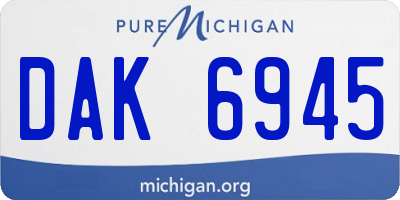 MI license plate DAK6945