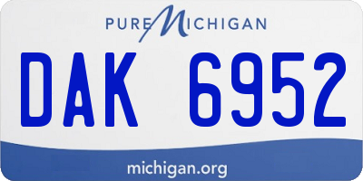 MI license plate DAK6952