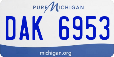 MI license plate DAK6953
