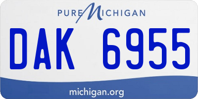 MI license plate DAK6955
