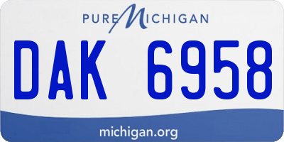 MI license plate DAK6958