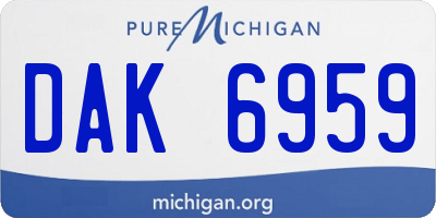 MI license plate DAK6959