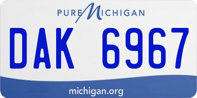MI license plate DAK6967