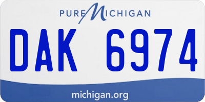 MI license plate DAK6974