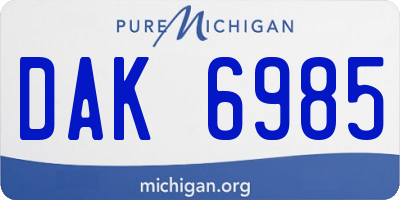 MI license plate DAK6985
