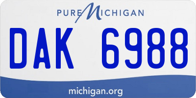 MI license plate DAK6988