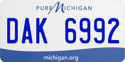 MI license plate DAK6992