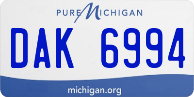 MI license plate DAK6994