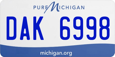 MI license plate DAK6998