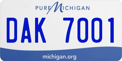 MI license plate DAK7001