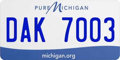 MI license plate DAK7003