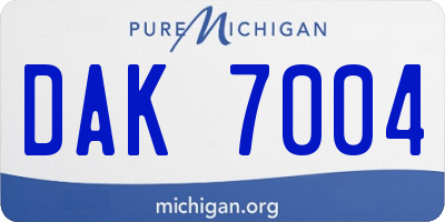 MI license plate DAK7004