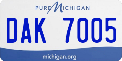 MI license plate DAK7005