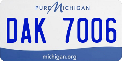 MI license plate DAK7006