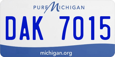 MI license plate DAK7015