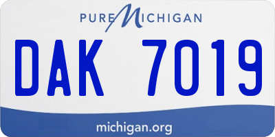 MI license plate DAK7019