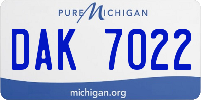 MI license plate DAK7022