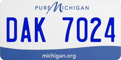 MI license plate DAK7024