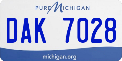 MI license plate DAK7028
