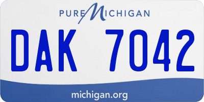 MI license plate DAK7042