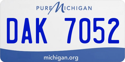 MI license plate DAK7052
